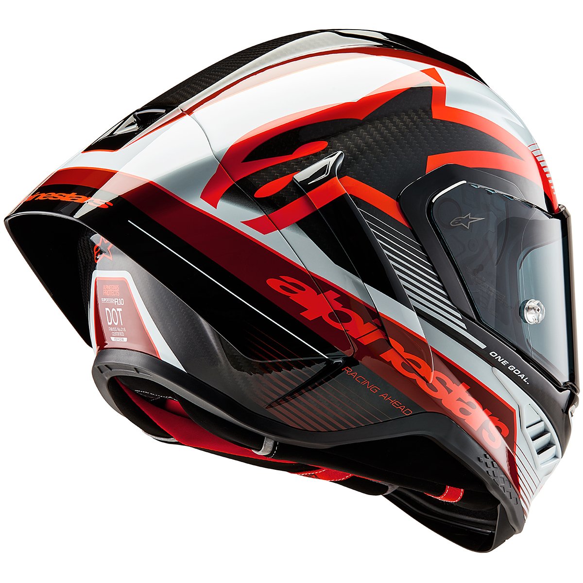 Casco Alpinestars Supertech R10 Team Black Carbon / Red / White