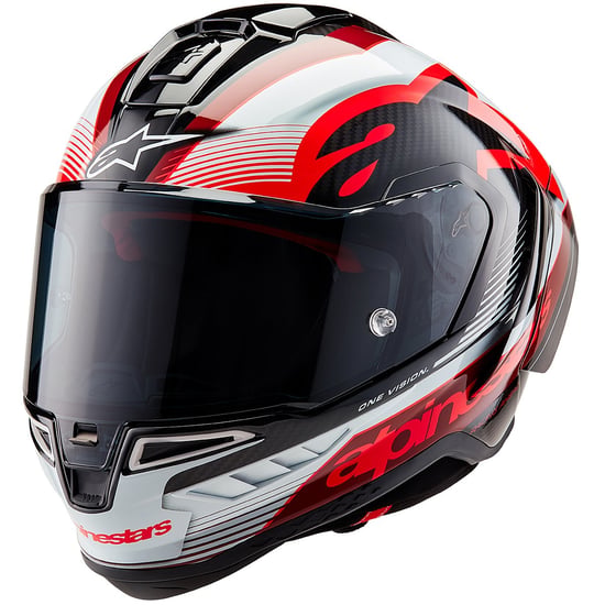 Casco Alpinestars Supertech R10 Team Black Carbon / Red / White