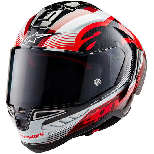 Casco Alpinestars Supertech R10 Team Black Carbon / Red / White