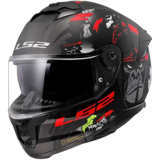 Casco LS2 FF808 Stream II Angry Monkey Matt Black / Red