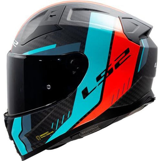 Casco LS2 FF811 Vector II Carbon Grid Matt Red / Cyan