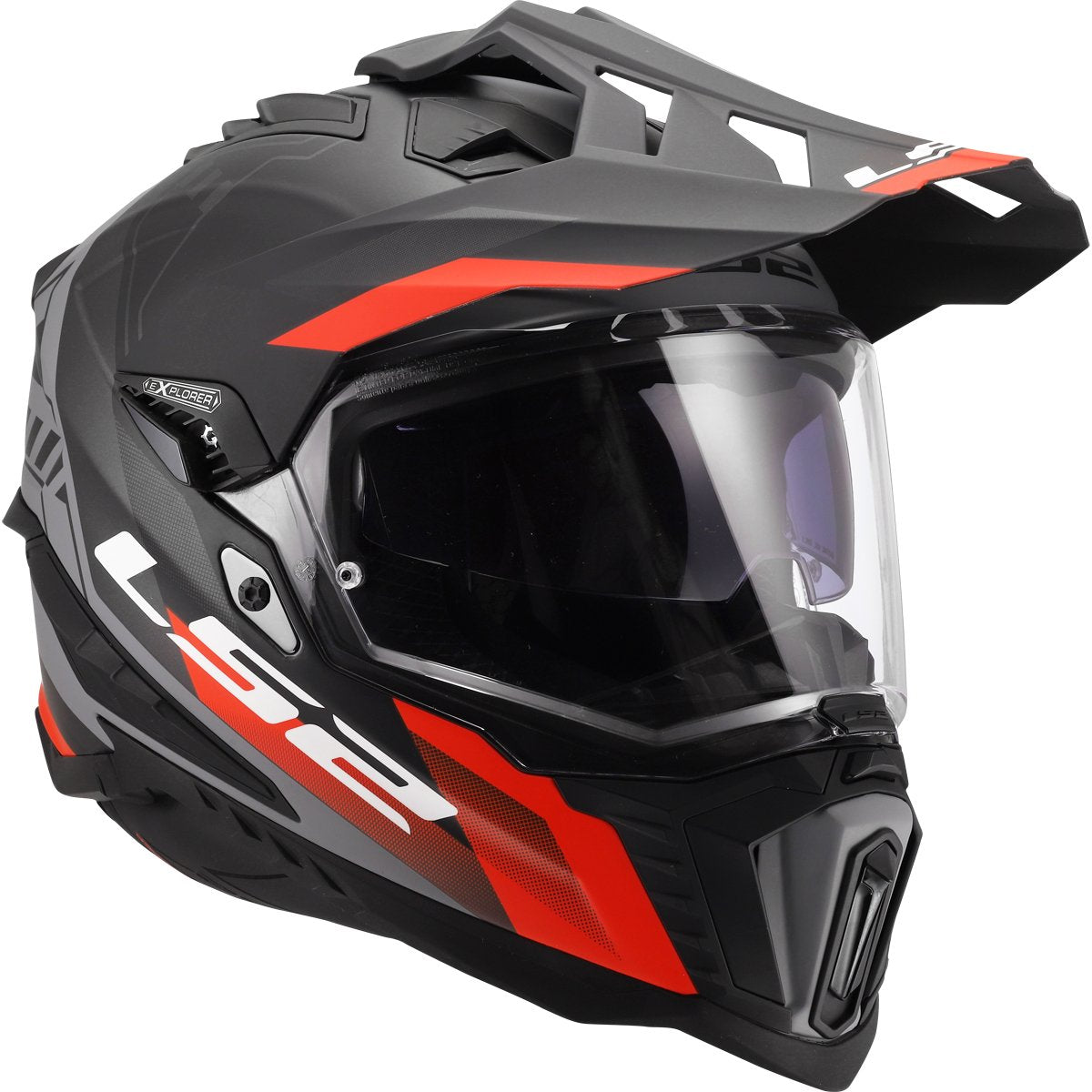 Casco LS2 MX701 Explorer Hexa Matt Black / Red / Grey