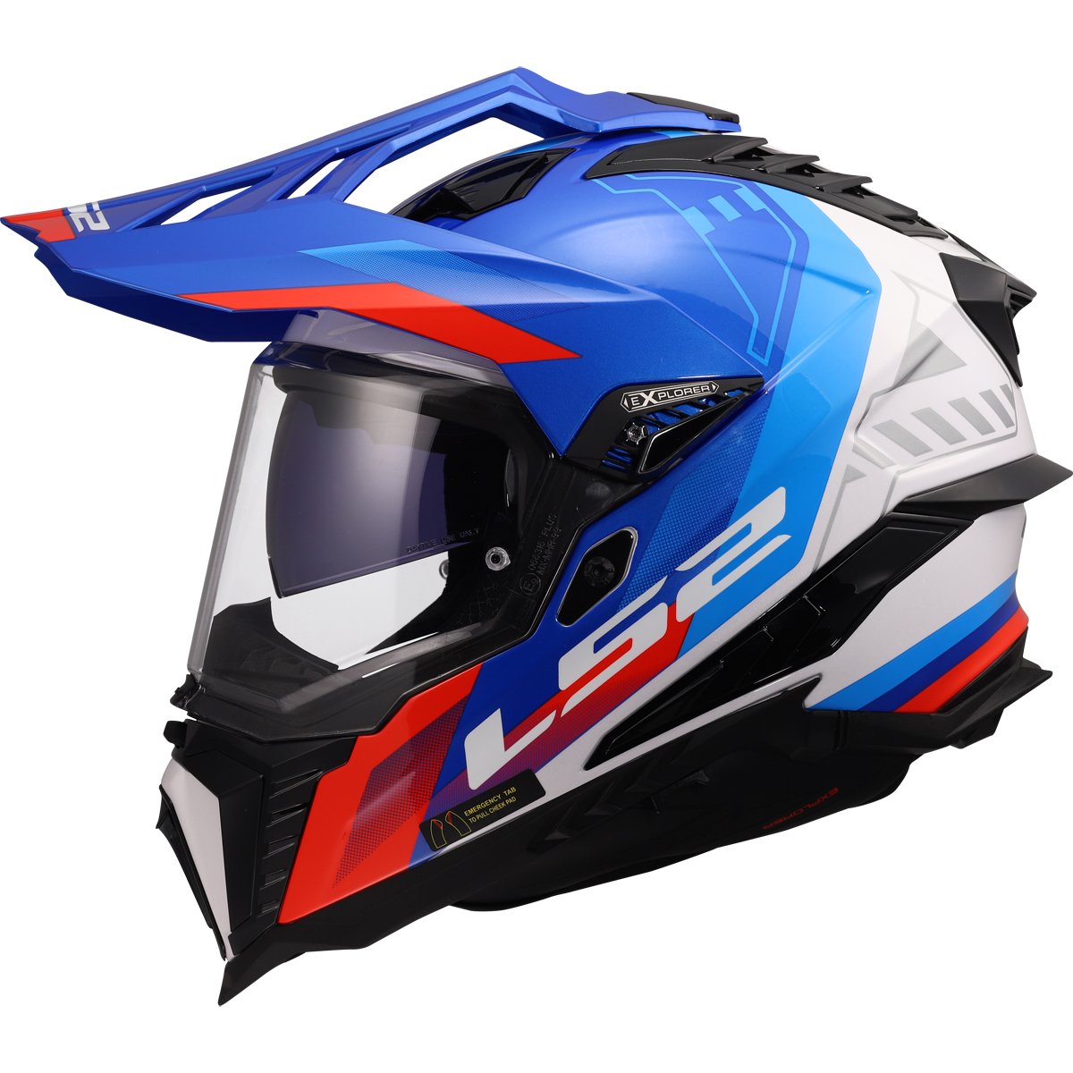 Casco LS2 MX701 Explorer Hexa White / Blue / Red