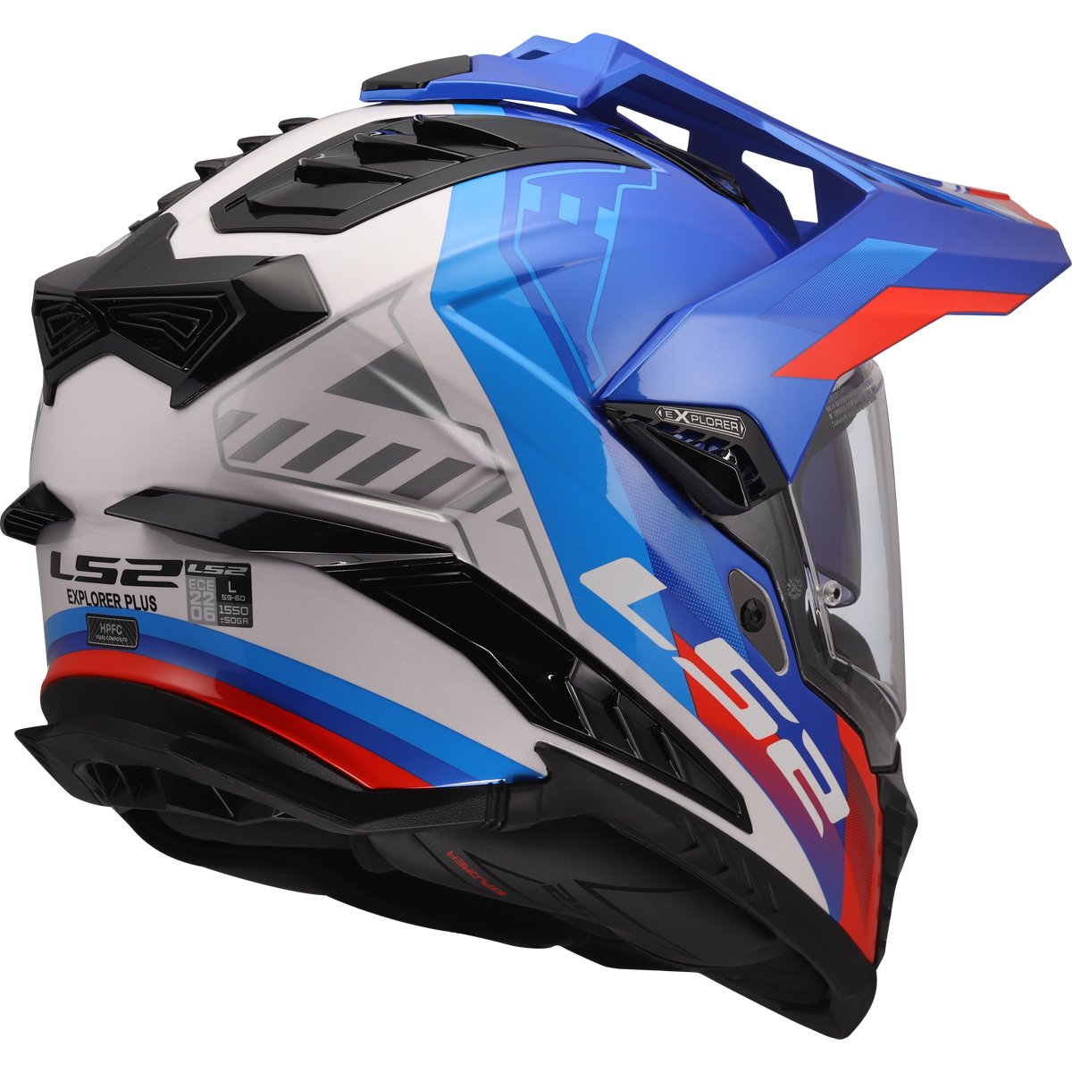 Casco LS2 MX701 Explorer Hexa White / Blue / Red