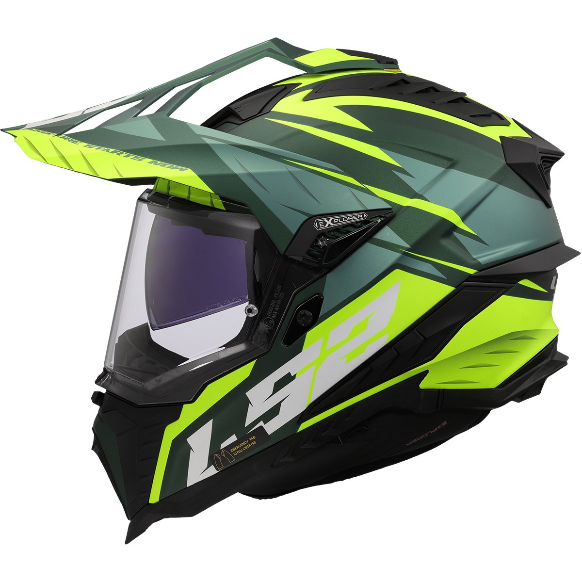 Casco LS2 MX701 Explorer Spire Matt Green / H-V Yellow