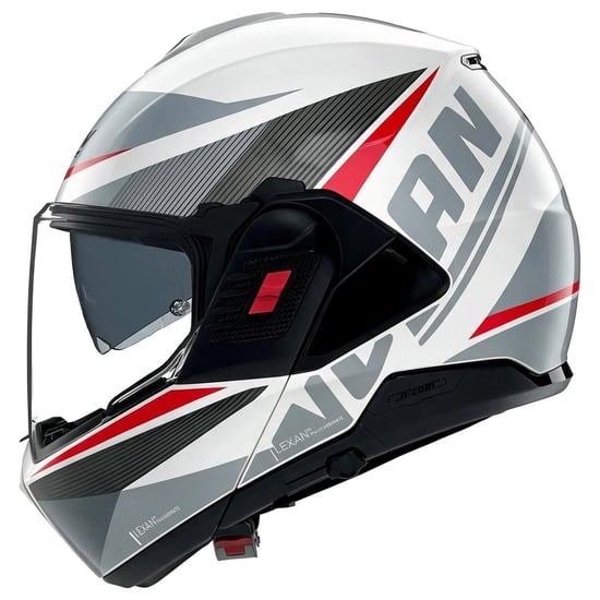 Casco Nolan N120-1 Duetto White / Silver / Red
