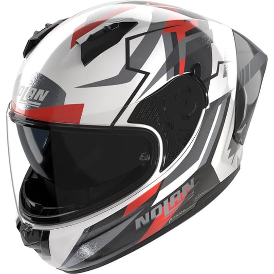 Casco Nolan N60-6 Sport Corsa White / Black / Red Metal