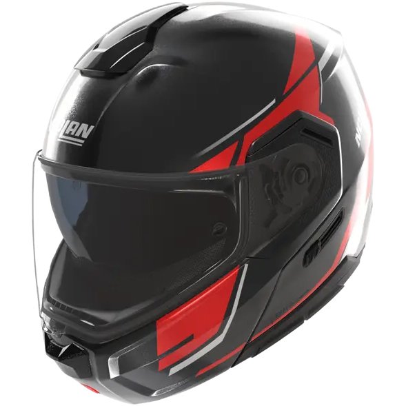 Casco Nolan N90-3 Sincrono Black / Red / White Metal