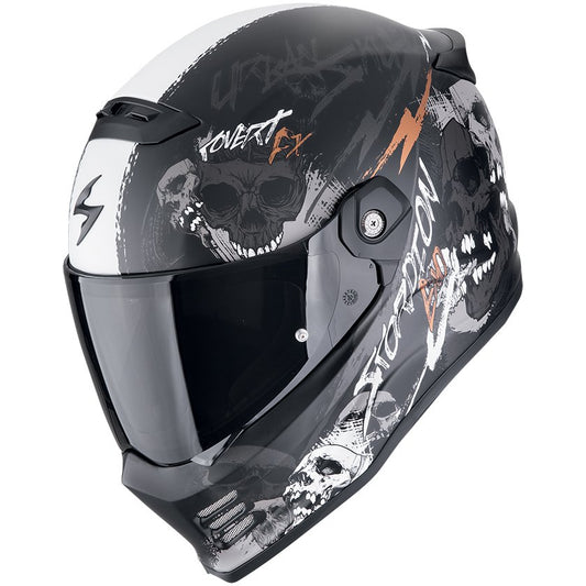 Casco Scorpion Covert FX Skullz Matt Black / Grey / Gold