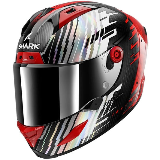 Casco Shark Aeron Edgy Carbon / Red / Chrom
