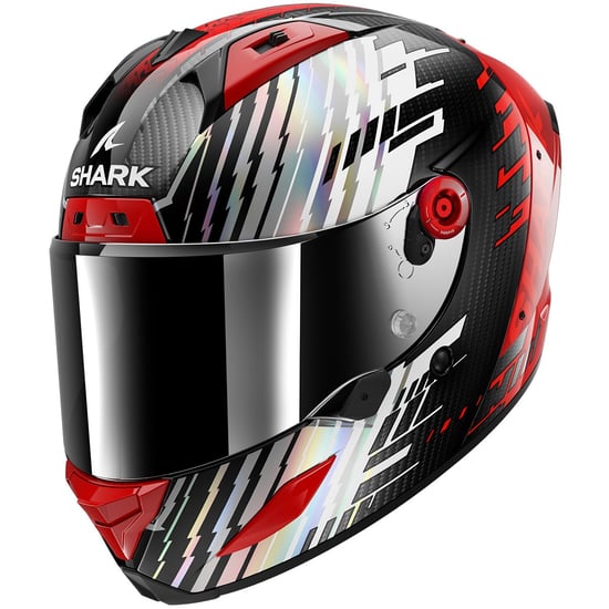 Casco Shark Aeron Edgy Carbon / Red / Chrom