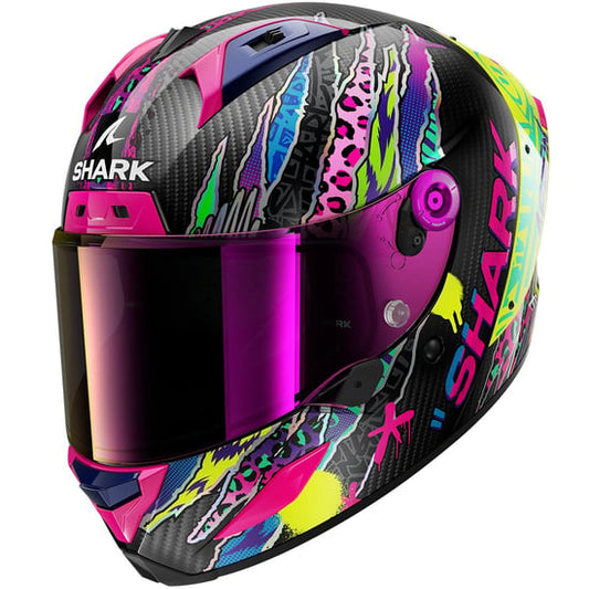 Casco Shark Aeron Fawn Carbon / Violet / Yellow