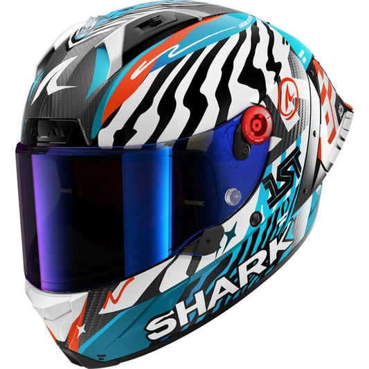 Casco Shark Aeron GP FIM Speed-Fancy Carbon / White / Blue