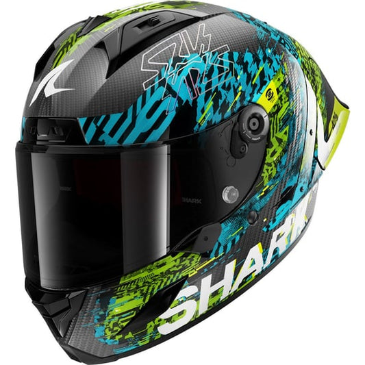 Casco Shark Aeron GP FIM Speed-Vib Carbon / Blue / Green