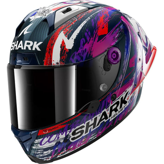 Casco Shark Aeron GP FIM2 Replica Zarco Signature Carbon / Violet / Chrom