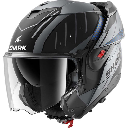 Casco Shark Oxo Rydger Matt Anthracite / Blue / Black